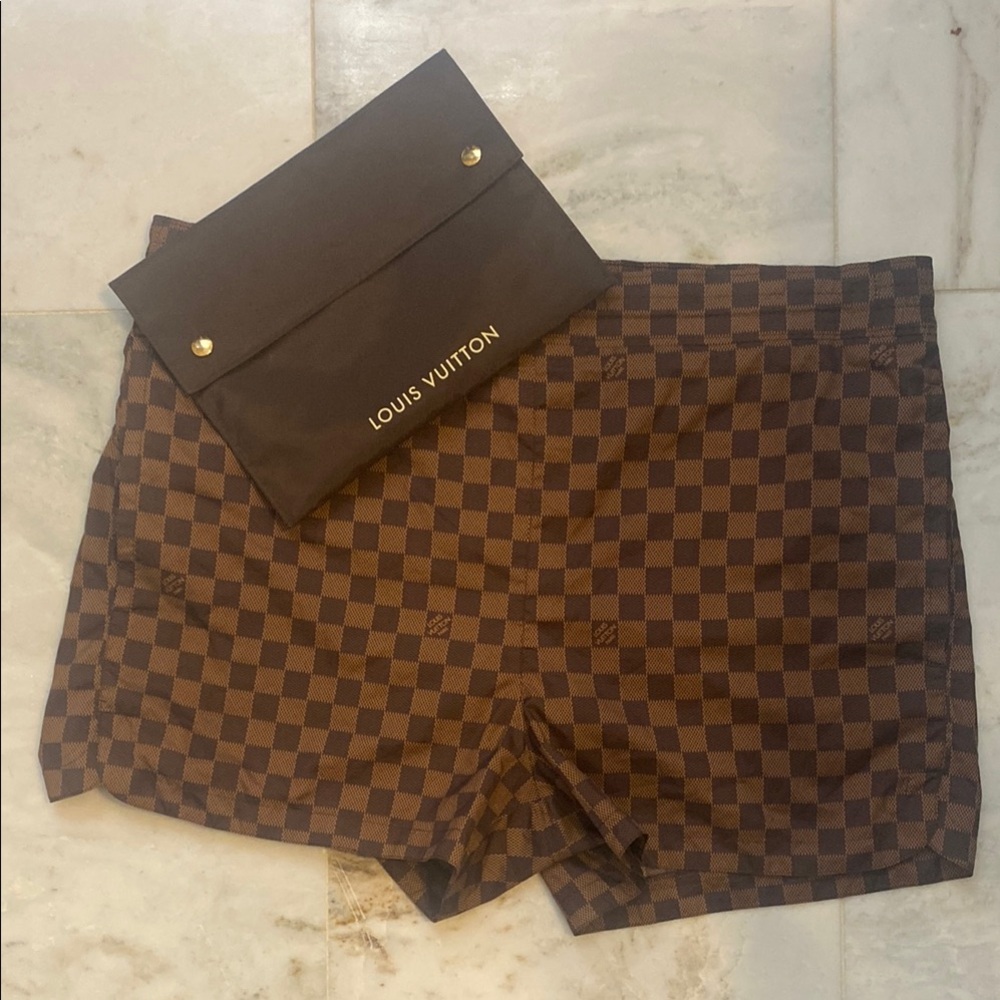 Louis Vuitton Dark Brown Checkered Pattern Shorts